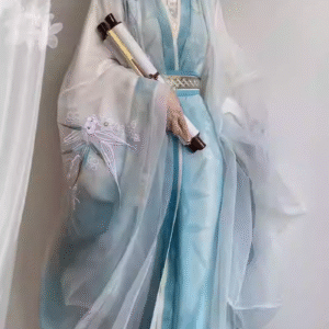 Tang Dynasty style long-sleeved shirt with straight hem and heavy embroidery